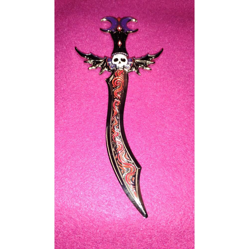 Decorative Skull Dagger with Red and Black Design